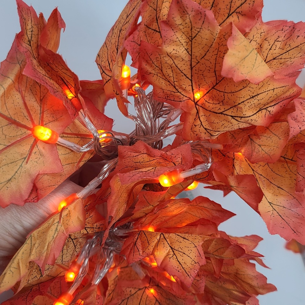 Fall Maple Leaf String Lights 4 Pack Orange 6ft Battery Operated  Solid Or Blink
